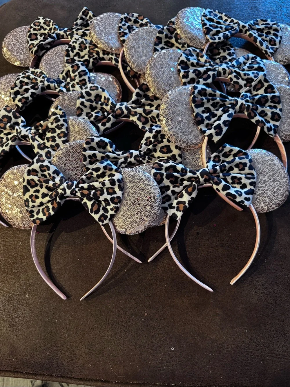 Bulk Lot of 13 Leopard Bow Rose Gold Sequins Minnie Ears- Wholesale pricing